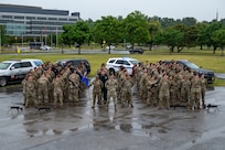 The 11th Security Forces Squadron gathers for a photo on Joint Base Anacostia-Bolling, Washington, D.C., May 11, 2026. Throughout their mission, JBAB defenders have delivered air base ground defense and law enforcement to the 11th Wing, 74 mission partners, and the JBAB community to safeguard the installation. (U.S. Air Force photo by Hayden Hallman)