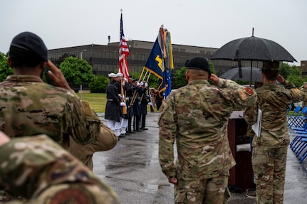 The Joint Armed Forces Color Guard presents the colors for the singing of “The Star-Spangled Banner” during the opening ceremony for National Police Week on Joint Base Anacostia-Bolling, Washington, D.C., May 11, 2026. JBAB has participated annually in Police Week, paying tribute to local, state and federal law enforcement officers for their service. (U.S. Air Force photo by Hayden Hallman)