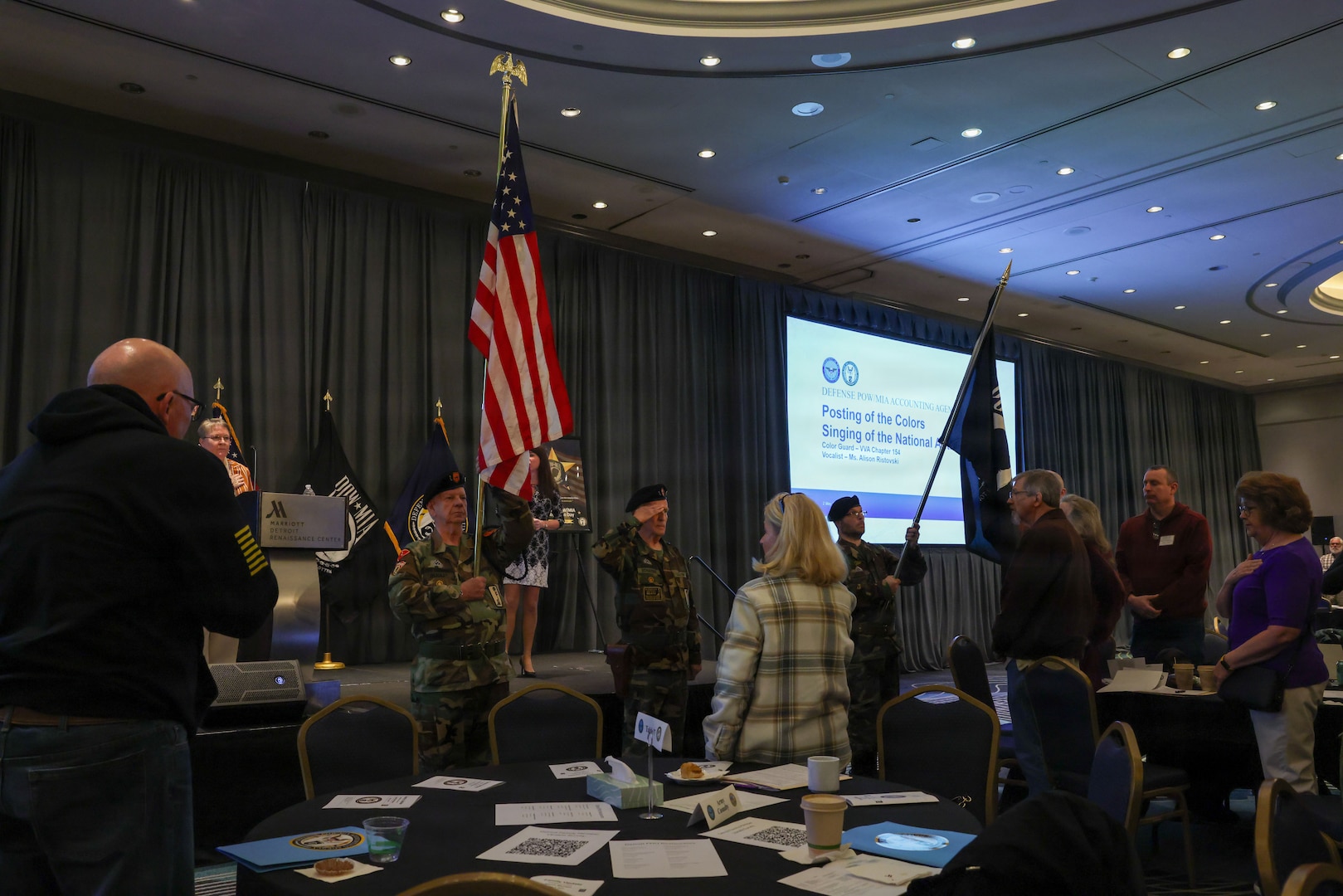 Vietnam Veterans of America Chapter 154 present the colors during the Defense POW/MIA Accounting Agency Family Member Update in Detroit, Mi., May 2, 2026.