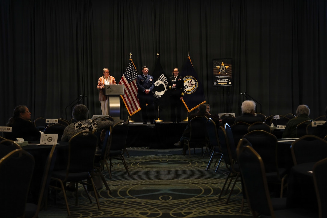 Senior Leadership from the Defense POW/MIA Accounting Agency, speak during the agency's Family Member Update in Detroit, Mi., May 2, 2026.