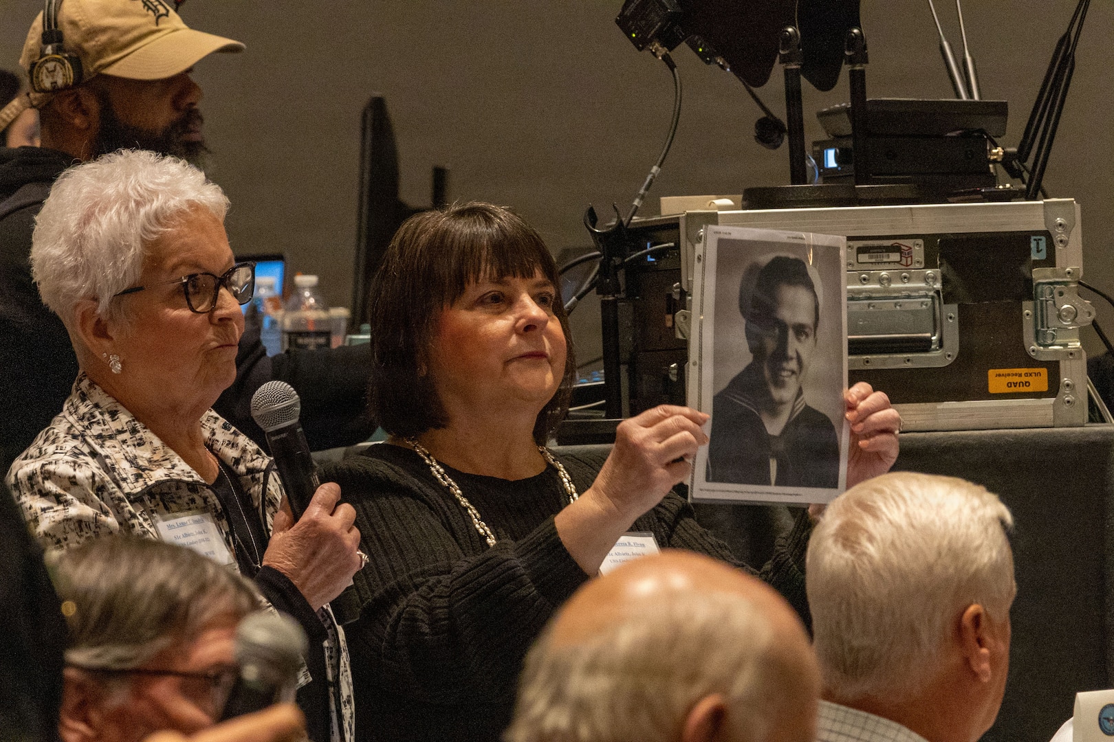 U.S. Navy Seaman John Kenneth Albietz's next of kin speaks during the Defense POW/MIA Accounting Agency Family Member Update in Detroit, Mi., May 2, 2026.