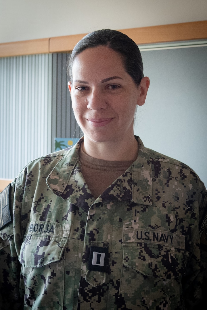 Navy Lt. Joelle Borja serves as a Licensed Clinical Social Worker aboard Navy Medicine Readiness and Training Command Cherry Point.  “Mental Health directly correlates to overall health,” said the Pittsburgh, Pennsylvania native.  “It impacts the ability to tolerate and navigate stressors, how we interpret our circumstances and interact with our environment.”