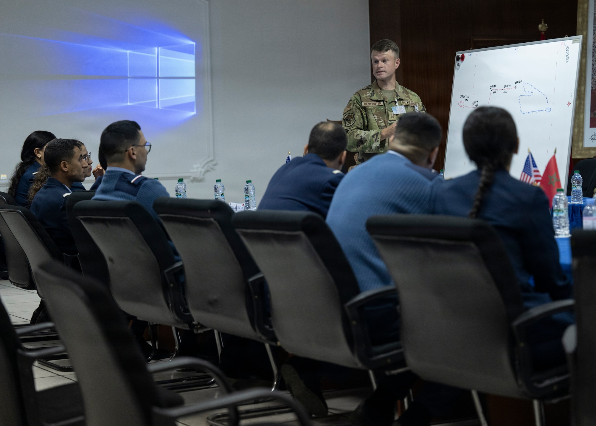 a man training military students