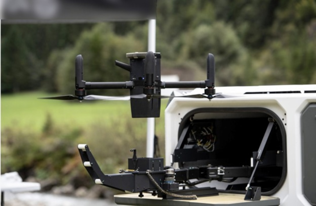 An Installation-Counter small Unmanned Aircraft System, Anvil deploys from its Anvil Launchbox at an undisclosed date and location. The Anvil is designed to detect, track, identify, and defeat Group 1 and Group 2 Unmanned Aircraft Systems.