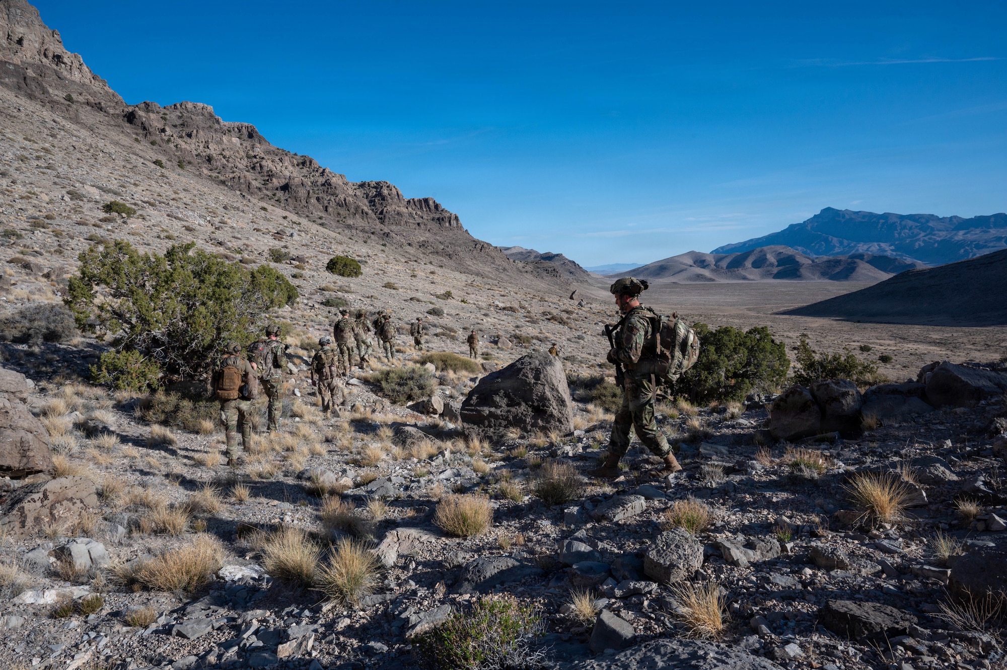 Airman walks in desert