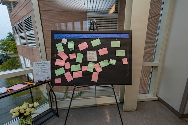 PORTSMOUTH, Va. (May 8, 2026) A prayer board displayed at Naval Medical Center Portsmouth (NMCP) during National Day of Prayer, May 8, 2026. Navy Medicine Readiness and Training Command (NMRTC) Portsmouth is the premier readiness and training platform that provides superior medical training for military medical service members at NMCP, the U.S. military’s oldest, continuously operating military hospital since 1830. (U.S. Navy photo by Mass Communication Specialist 2nd Class Thomas Boatright)