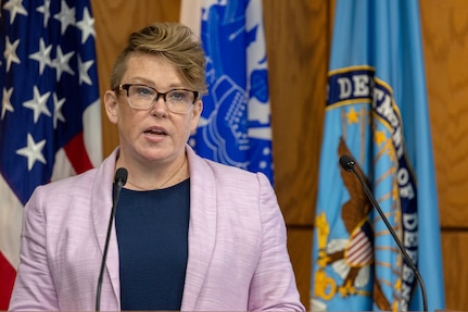 Liz Tognarelli, U.S. Army Budget Office senior financial management analyst, gives a briefing on ABO during the 2026 U.S. Army-Defense Finance and Accounting Service Financial Management Workshop at the Maj. Gen. Emmett J. Bean Federal Center May 12, 2026. The two-day, in-person workshop, hosted by both the Office of the Assistant Secretary of the Army and DFAS, brought together financial management leaders from around the Department of War, OASA (FM&C), DFAS and the U.S. Army Financial Management Command to coordinate on key initiatives such as audit readiness, reorganizations, total force pay, and more. (U.S. Army photo by Mark R. W. Orders-Woempner)