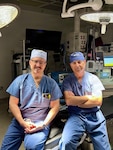 Lt. Michael Moeller and Lt. Cmdr. Eltjon Nuredini, perioperative nurses assigned to U.S. Navy Medicine Readiness and Training Command, Guantanamo Bay, in the main operating room at U.S. Naval Hospital Guantanamo Bay, May 7, 2026. Moeller and Nuredini's dedication to perioperative excellence contributed to the hospital earning the 