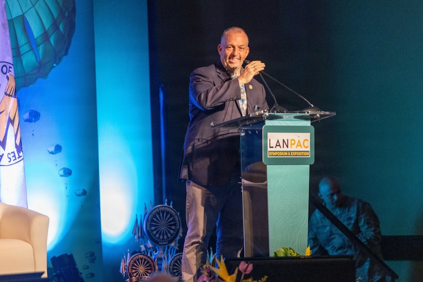 Governor Josh Green, M.D., Governor of the State of Hawaii, delivers  remarks during the 2026 Land Forces Pacific (LANPAC) Symposium and Exposition at the Sheraton Waikiki, May 12, 2026.