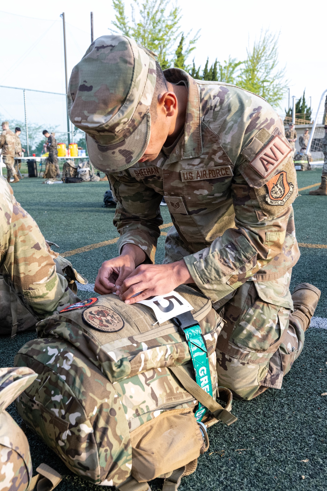 Airman gets ready for a ruck.