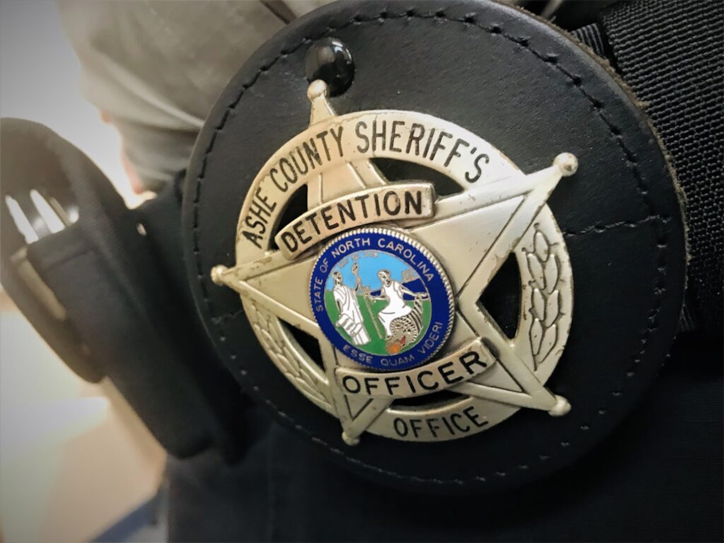 A law enforcement badge, close up.