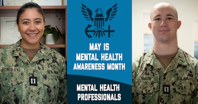 Navy Lieutenants Felicia Aponte-Eyl and Matthew Snow serve as mental health professionals aboard Navy Medicine Readiness and Training Command Cherry Point.  They ensure service members have the resources to stay mentally ready for deployments and to maintain their mental health while away training or conducting operations.