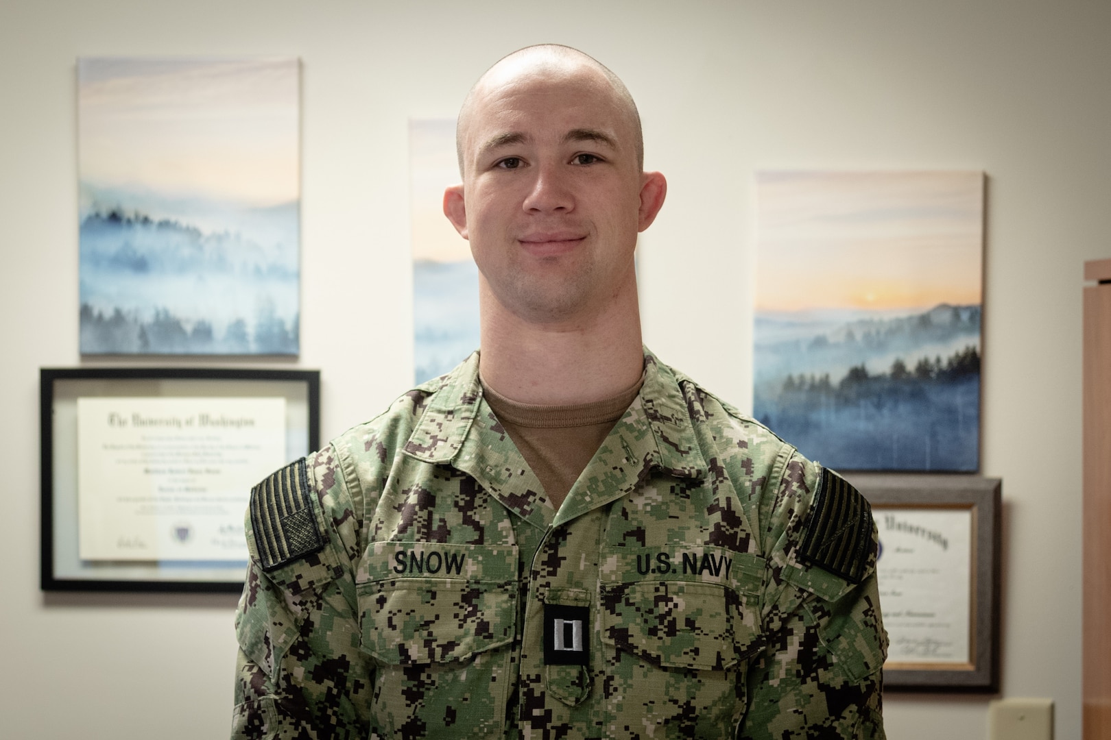 Navy Lt. Matthew Snow serves as a psychiatrist aboard Navy Medicine Readiness and Training Command Cherry Point.  “The better someone’s mental health is, the healthier they can be while handling the challenges of being a service member,” said the Ryegate, Montana native.