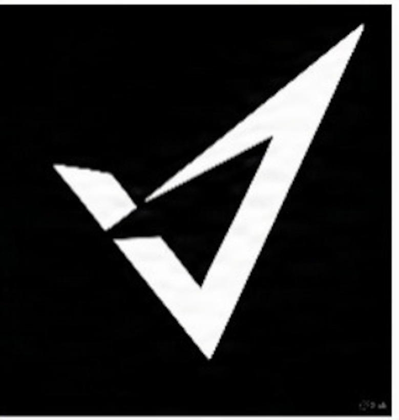The Army Vantage Edge Logo a white triangle shape on top of black background.