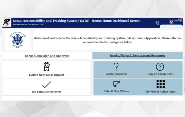 Screenshot of BATS landing page.