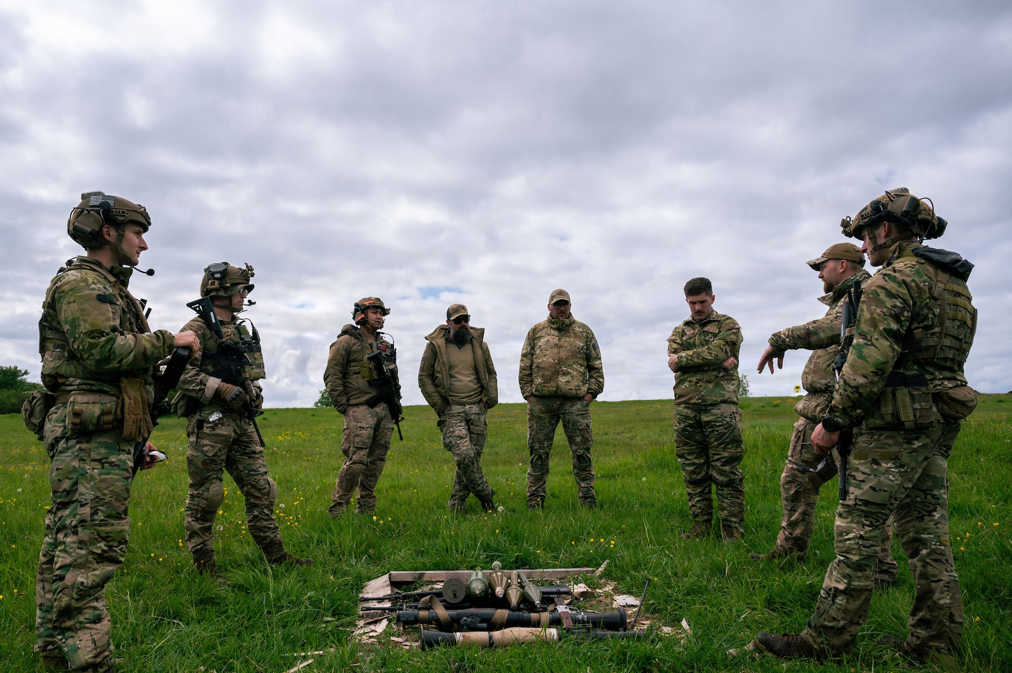 Airmen receive a post-training brief