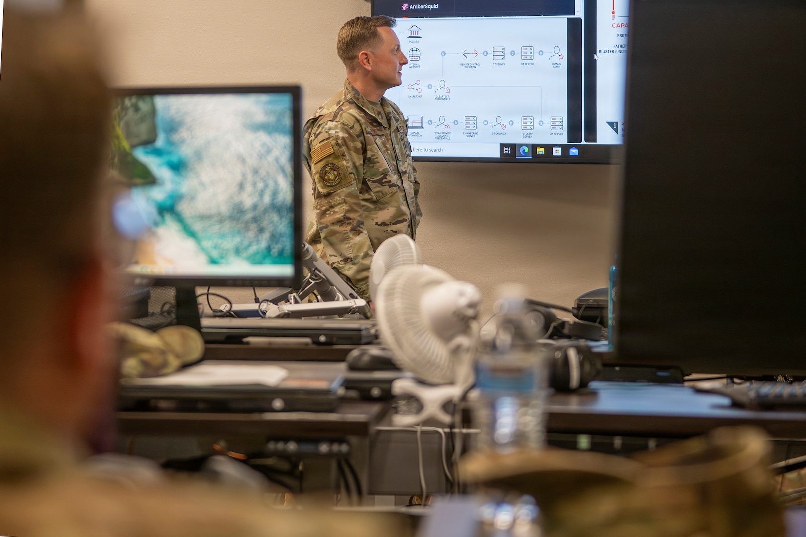 U.S. Air Force Master Sgt. Kyle Young, noncommissioned officer in charge of intelligence for the 224th Cyber Operations Squadron, conducts defensive cyber operations on Gowen Field, Boise, Idaho, May 9, 2026.