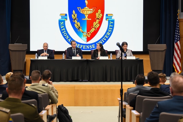 National Defense University hosted a delegation from the NATO Defense College’s Senior Officer Course for discussions on major security challenges shaping the transatlantic and global strategic environment. INSS faciliated panel discussions, including U.S. National Defense Strategy and its Implications for NATO and Europe. Speakers were Dr. Lisa A. Aronsson, Research Fellow, Institute for National Strategic Studies (INSS), NDU (Moderator); Dr. Elena Pokalova, Professor, College of International Security Affairs (CISA), NDU; Dr. Justin Anderson, Senior Fellow, INSS, NDU; and Dr. David Auerswald, Professor, National War College, NDU.
