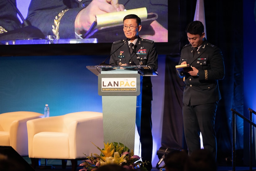 Gen. Kim Gyuha, Republic of Korea, chief of staff, served as a keynote speaker, engaging military leaders and partners, during the 2026 Land Forces Pacific Symposium and Exposition at the Sheraton Waikiki, May 12, 2026.