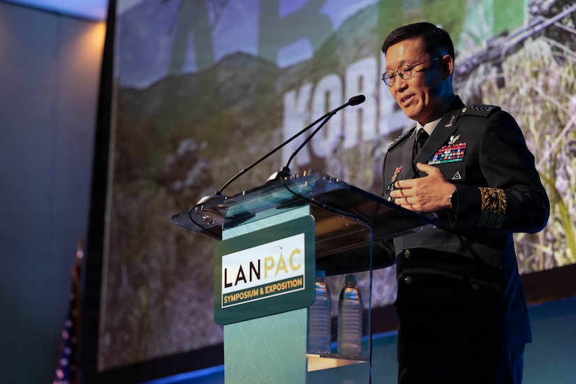 Gen. Kim Gyuha, Republic of Korea, chief of staff, served as a keynote speaker, engaging military leaders and partners, during the 2026 Land Forces Pacific Symposium and Exposition at the Sheraton Waikiki, May 12, 2026.