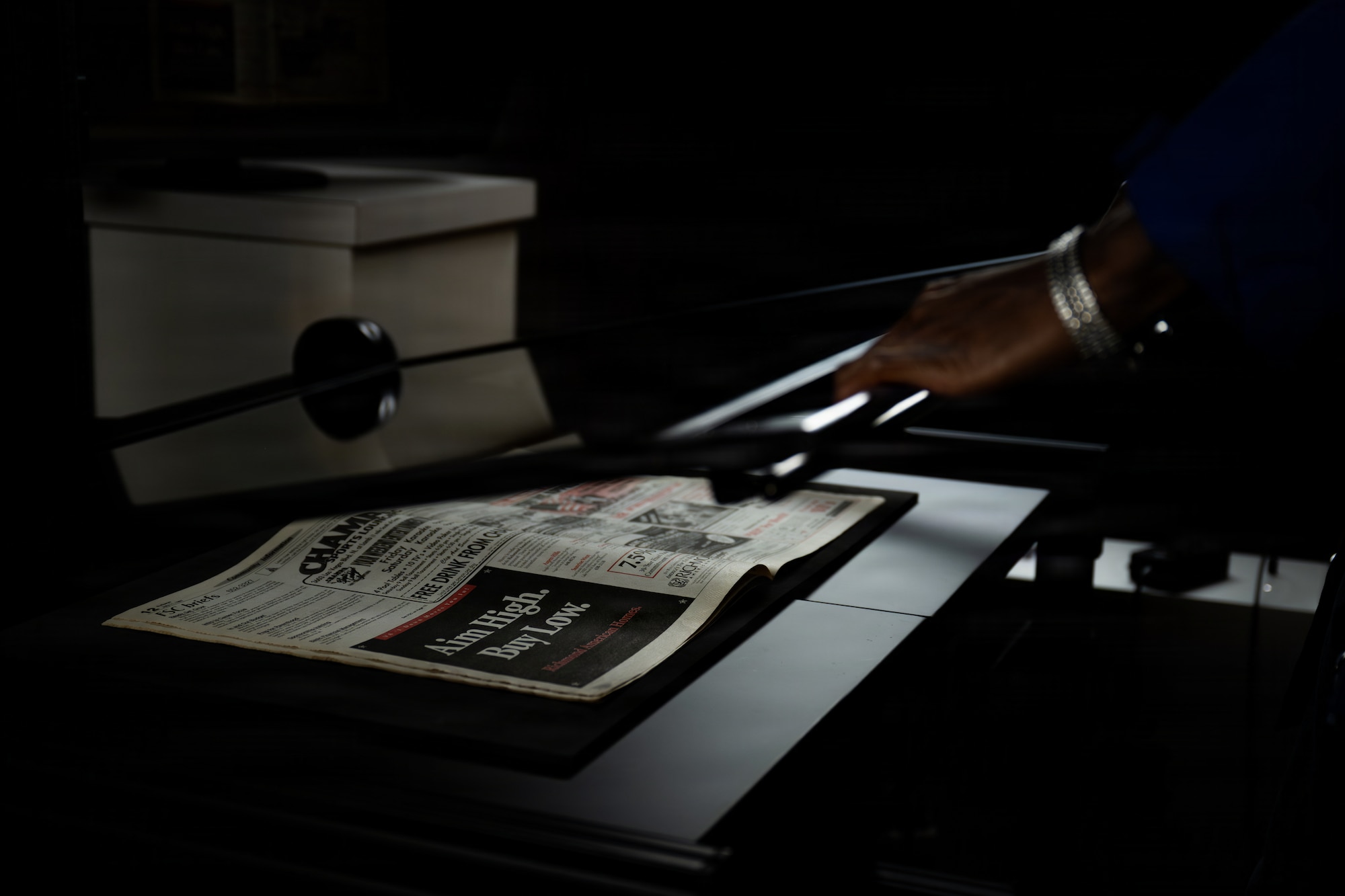 a newspaper is scanned