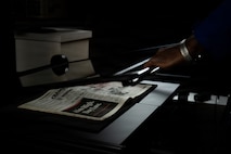 a newspaper is scanned