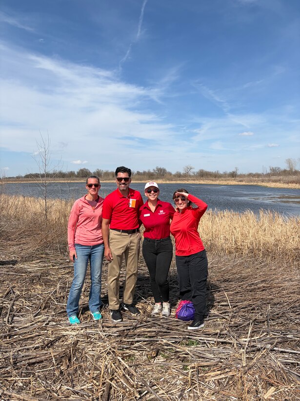 Stephanie Verhulst, Howie Gonzales, Eva Velez, and Jessica Dell attended a field trip to Copeland Bend WMA & Levee Setback before NCER 2026