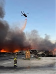 At the request of the Tennessee Emergency Management Agency, a Tennessee Army National Guard UH-60V Black Hawk helicopter with the 1-230th Assault Helicopter Battalion, based in Jackson, supported firefighters battling an industrial fire at the Sigma Renew 360 plant in Henry County, Tennessee, May 8, 2026. Courtesy photo.