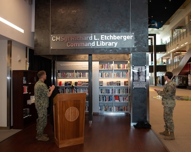 United States Strategic Command officially dedicated its command library in honor of Medal of Honor recipient and Vietnam War hero, Chief Master Sgt. Richard L. Etchberger, in a ceremony here May 7.