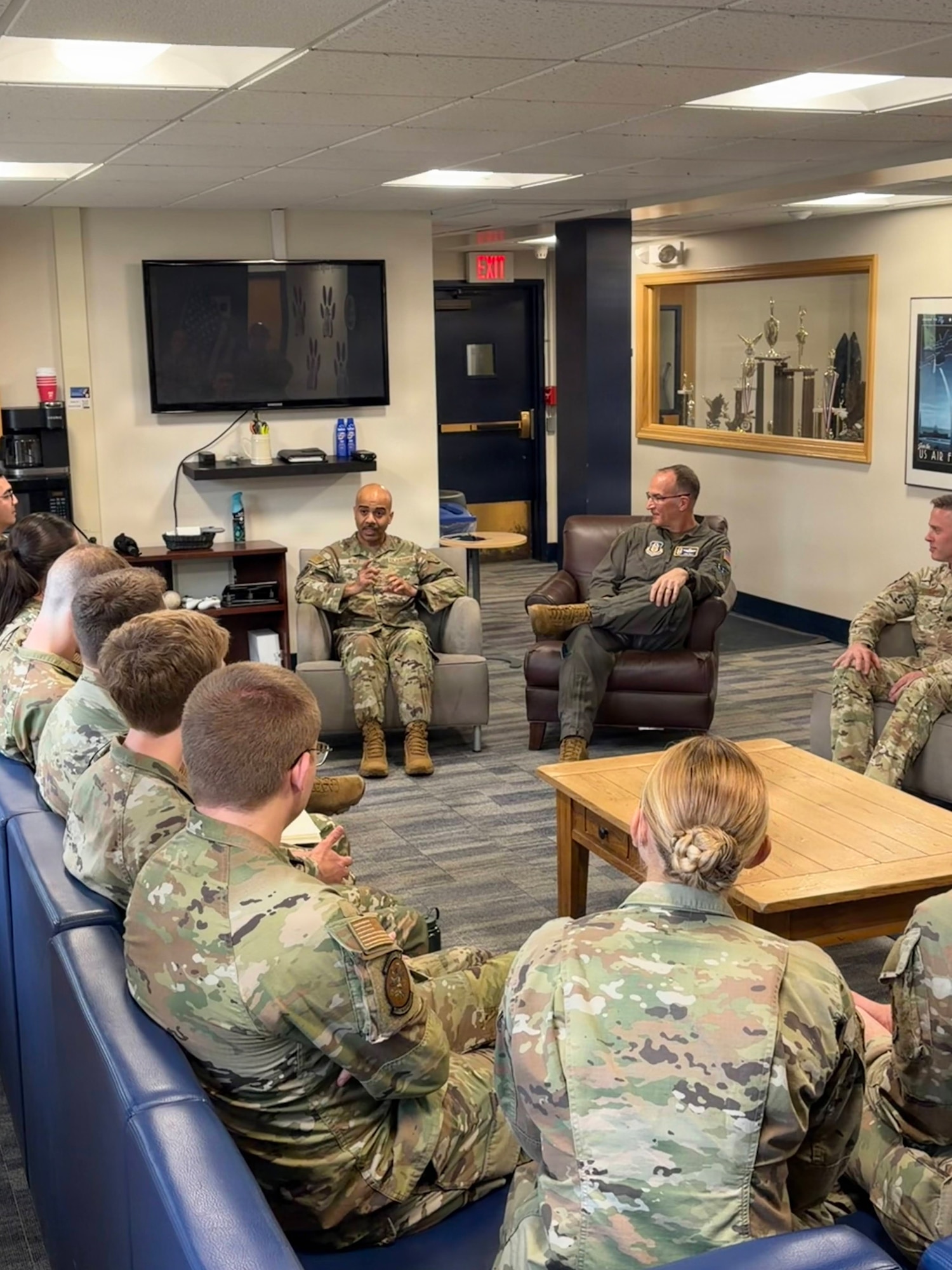 Group of people sit for a discussion