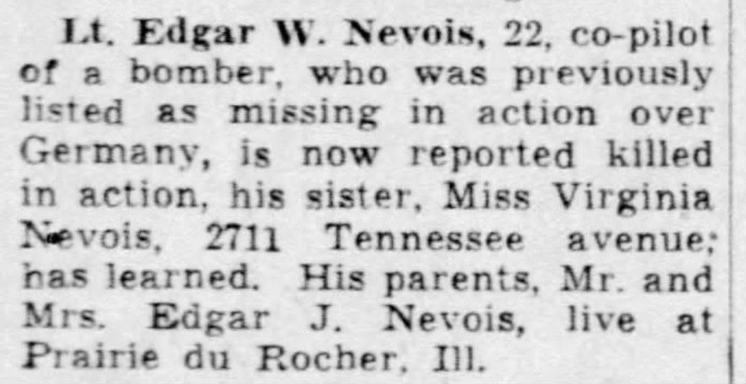 U.S. Army Air Forces 2nd Lt. William E. Nevois