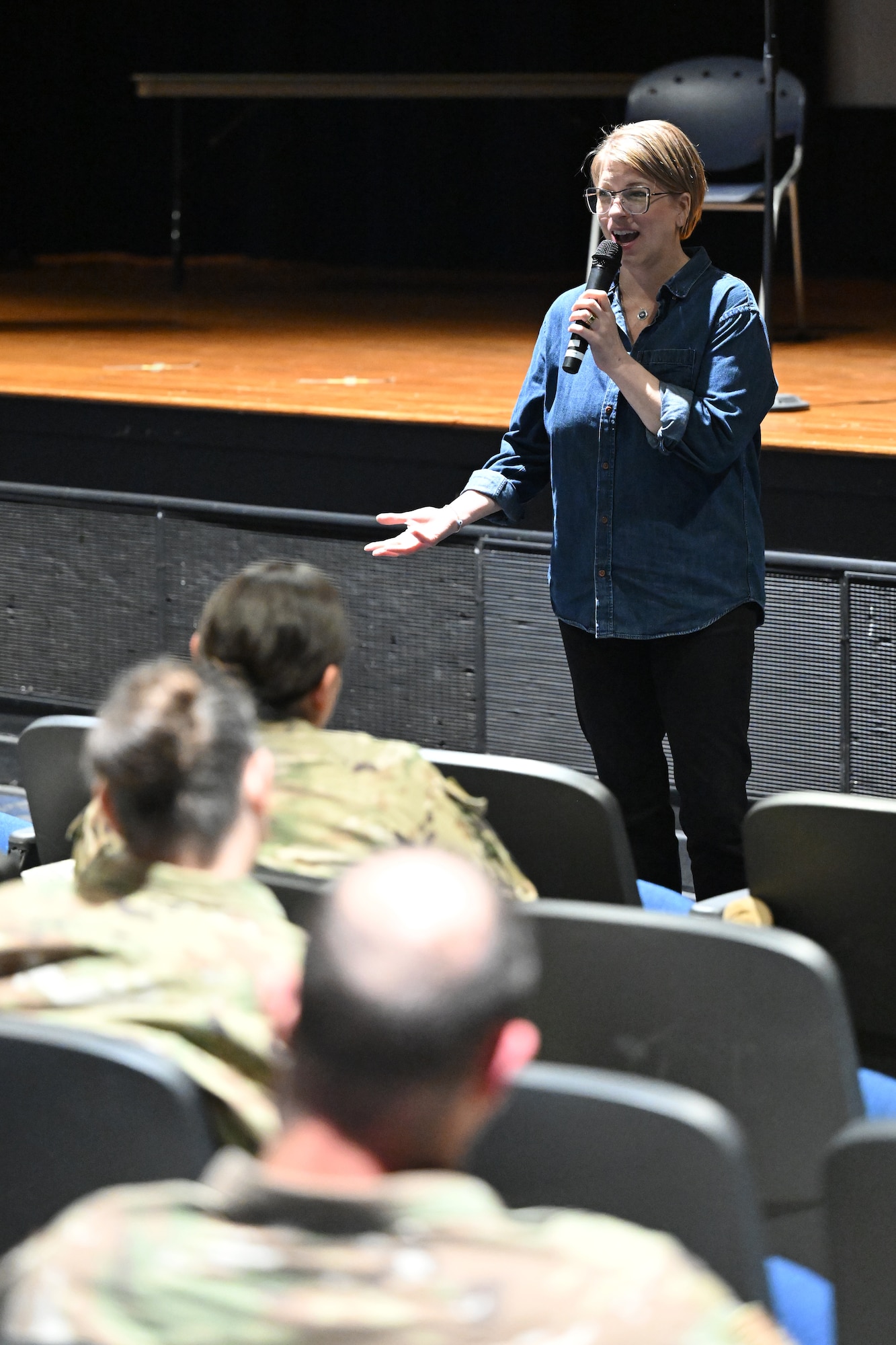 Woman gives a speech.