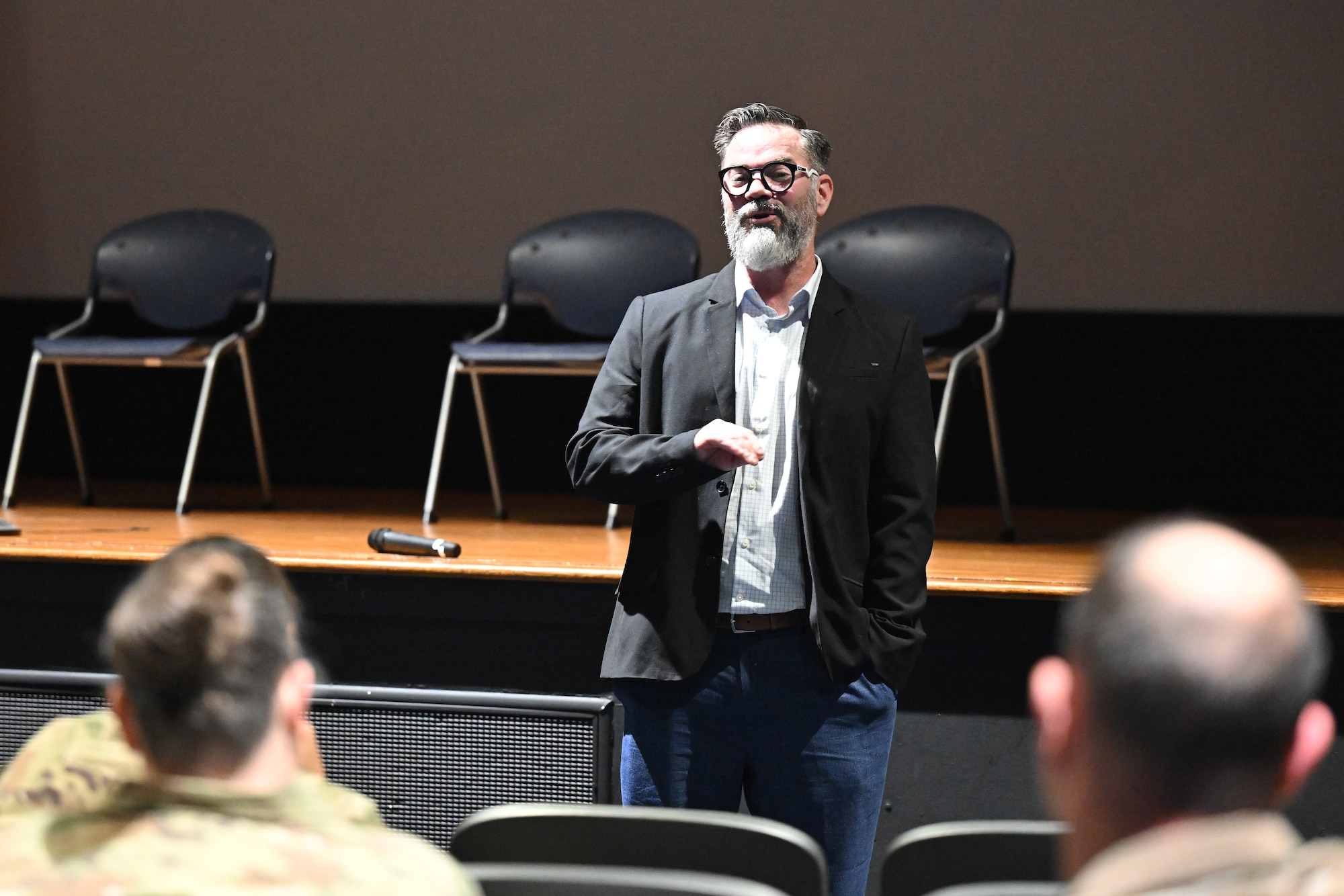 A man gives a speech.