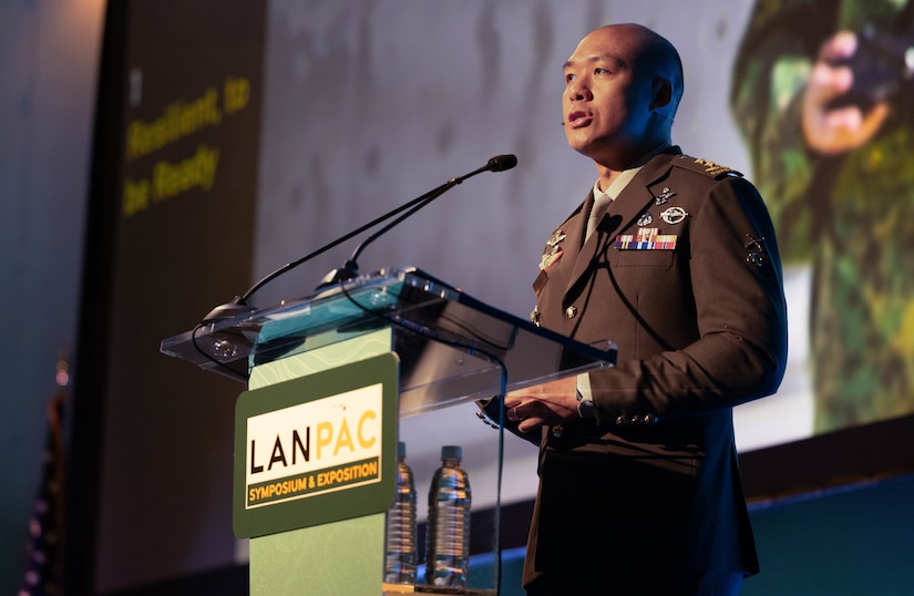 Maj. Gen. Cai Dexian, Singapore, Chief of Army, engaged military leaders and partners as a keynote speaker during the 2026 Land Forces Pacific (LANPAC) Symposium and Exposition at the Sheraton Waikiki, May 13, 2026.