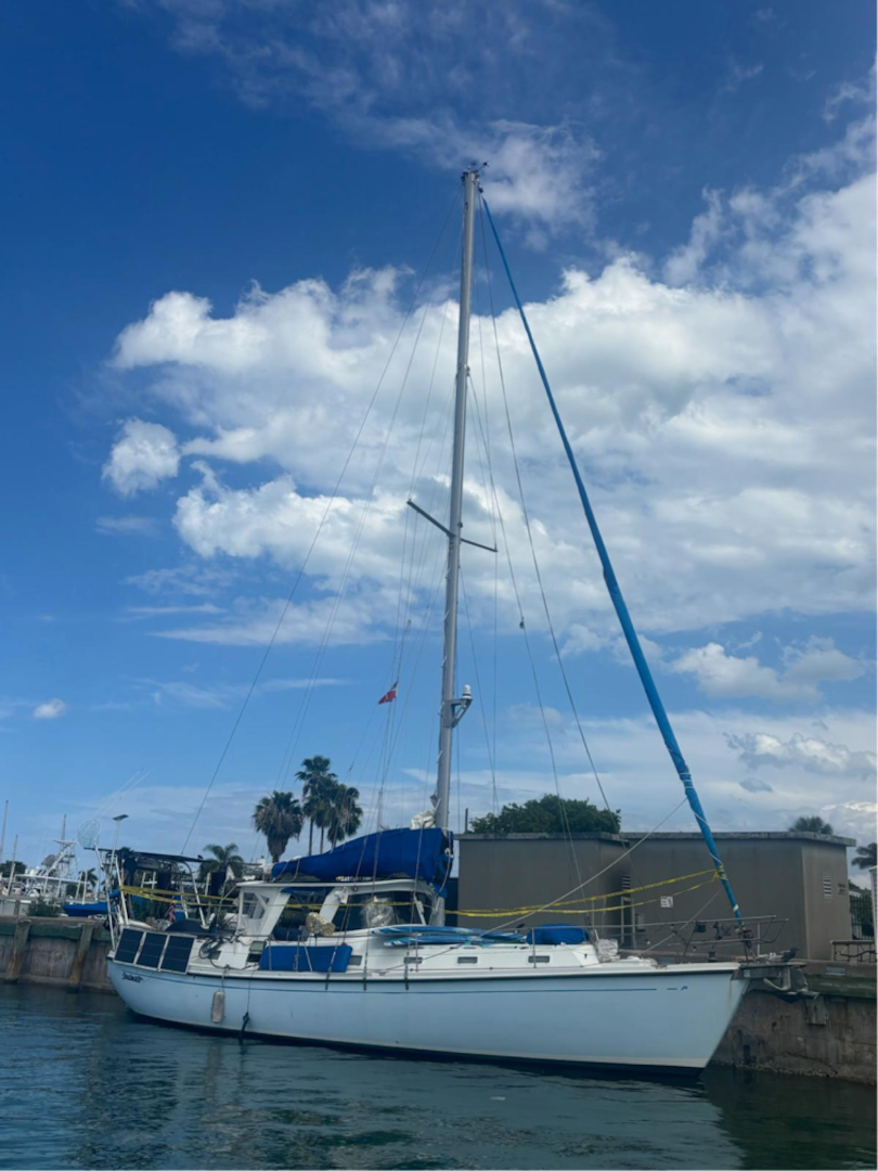 Special agents with the U.S. Coast Guard Investigative Service, supported by Coast Guard surface and aviation assets, conduct an offshore interdiction operation involving the sailing vessel Soulmate approximately 40 nautical miles off the coast of Melbourne, Florida. The operation is part of an ongoing criminal investigation into the disappearance of Lynette Hooker. (U.S. Coast Guard photo)
