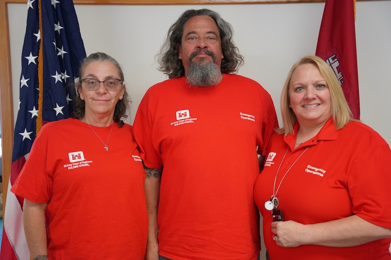 Kylene Patton (left), logistics management supervisor from the Little Rock District, John Davis (center), general supply specialist, and Tami Mahaffey (right), supervisory logistics management specialist, both from the Fort Worth District, traveled to Maui to help stand up a new Recovery Field Office in Kihei, Hawaii following the Aug. 8 wildfires.