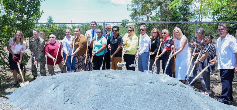 Distinguished guests participate in the ceremonial groundbreaking for Contract 3 Phase 1 of the Caño Martín Peña Ecosystem Restoration Project in San Juan, Puerto Rico. The milestone event marked the beginning of full dredging operations and continued progress toward restoring the 2.2 mile channel and surrounding ecosystems.
