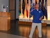 AMLC safety and occupational health manager addresses workforce at safety stand-down event.