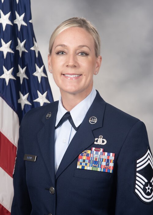 An official photograph of CMSgt Jessica Martin.