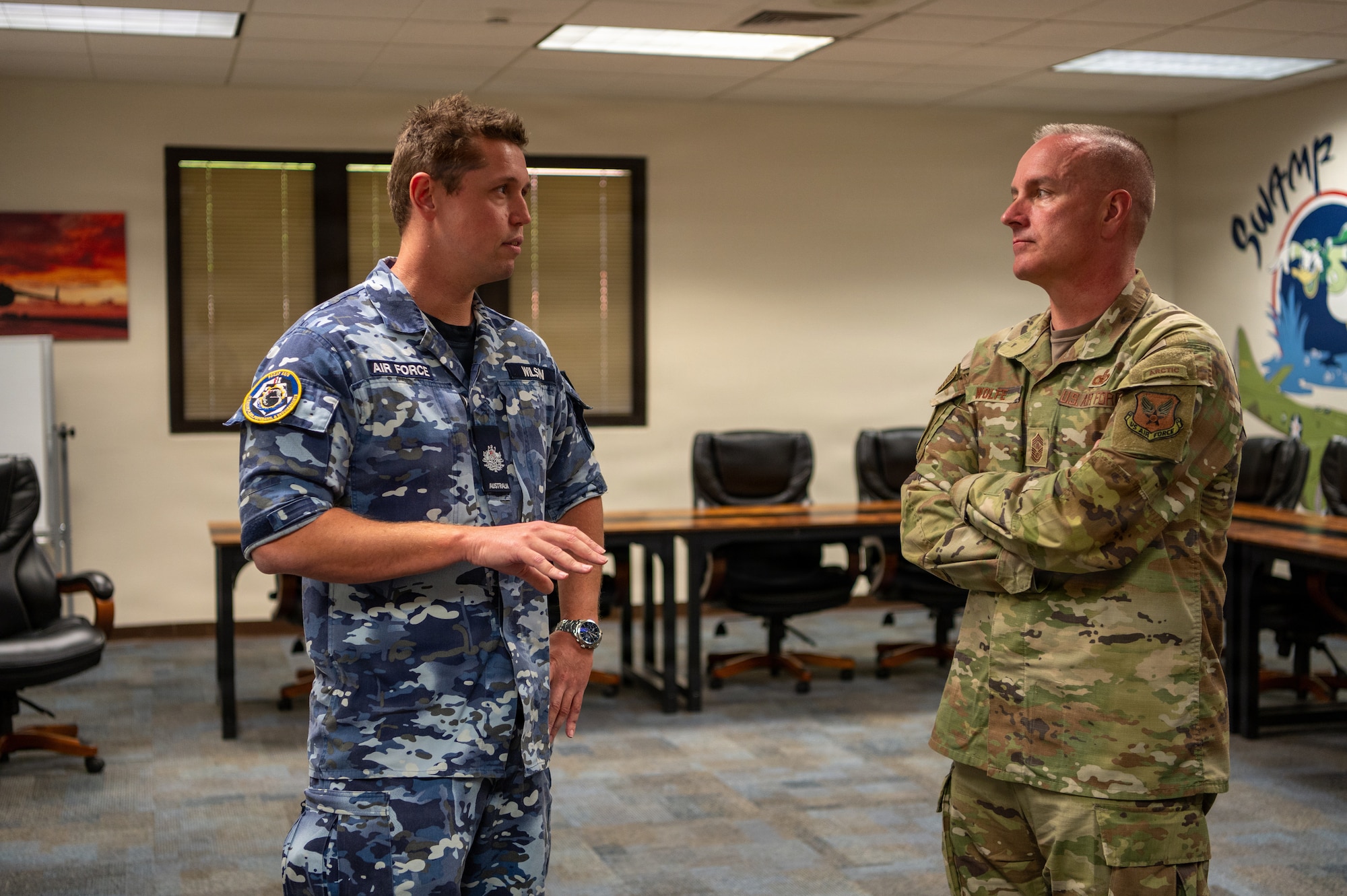 Chief Master Sergeant of the Air Force David Wolfe tours the Binnicker Professional Military Education Center and Inter-Pacific Air Forces Academy at Joint Base Pearl Harbor-Hickam.