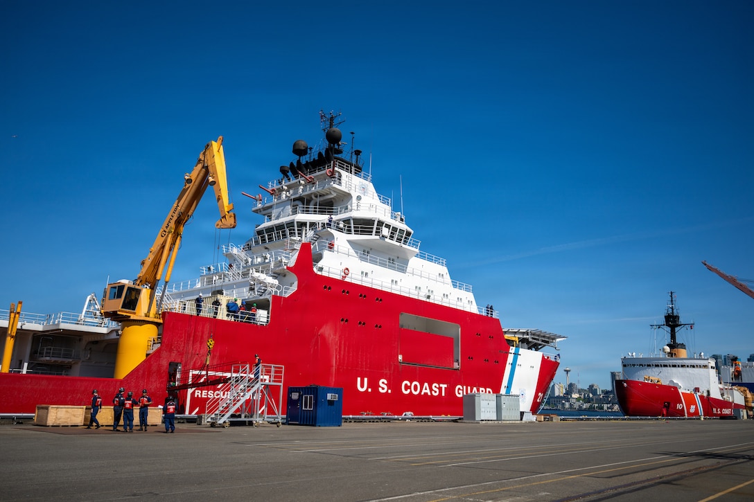 U.S. Coast Guard Cutter Storis (WAGB 21) sits moored at Coast Guard Base Seattle following a 36-day patrol to the Bering Sea, May 11, 2026. Storis is a 360-foot medium icebreaker capable of navigating through three feet of ice at five knots, adding crucial capabilities to the Coast Guard's Arctic operations. (U.S. Coast Guard photo by Petty Officer 2nd Class Briana Carter)