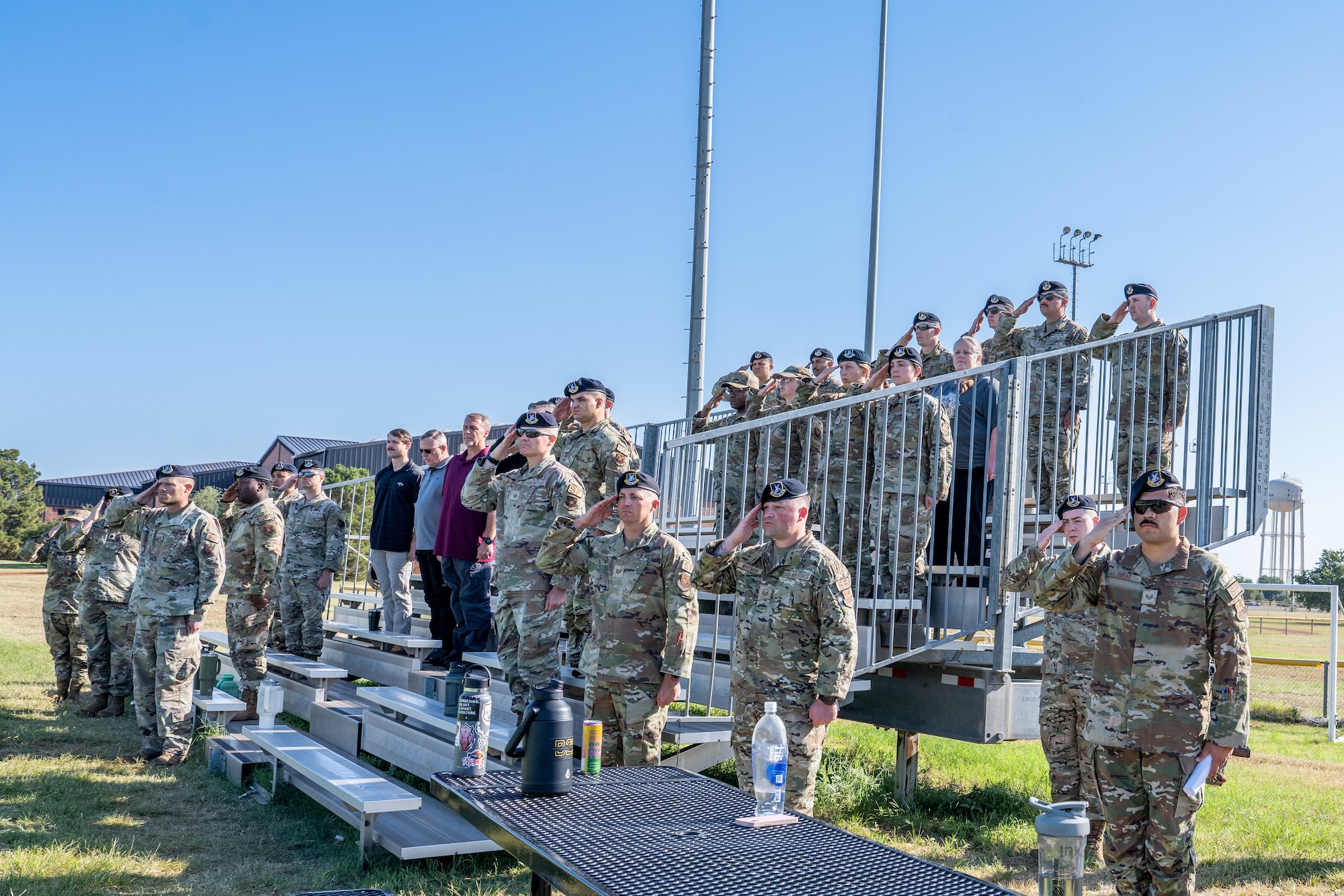 Members from Team Dyess attend the National Police Week opening ceremony at Dyess Air Force Base, Texas, May 11, 2026. National Police Week is observed annually to honor fallen officers and recognize the service of law enforcement across the country. (U.S. Air Force photo by Airman 1st Class Caleb Schellenberg)
