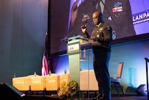 U.S. Army Gen. Ronald P. Clark, commanding general, United States Army Pacific, engaged military leaders and partners as a keynote speaker during the Land Forces Pacific Symposium and Exposition, Honolulu, May 14, 2026.