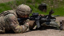 U.S. Army Sgt. Michael Williams, assigned to the 501st Military Intelligence Brigade, completes the stress shoot event during the Eighth Army Best Squad Competition at Camp Casey, South Korea, May 4, 202