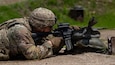 U.S. Army Sgt. Michael Williams, assigned to the 501st Military Intelligence Brigade, completes the stress shoot event during the Eighth Army Best Squad Competition at Camp Casey, South Korea, May 4, 202