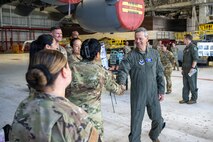 Air Force Chief of Staff Gen. Ken Wilsbach greets Team Hickam Airmen during his tour of the 15th Wing.
