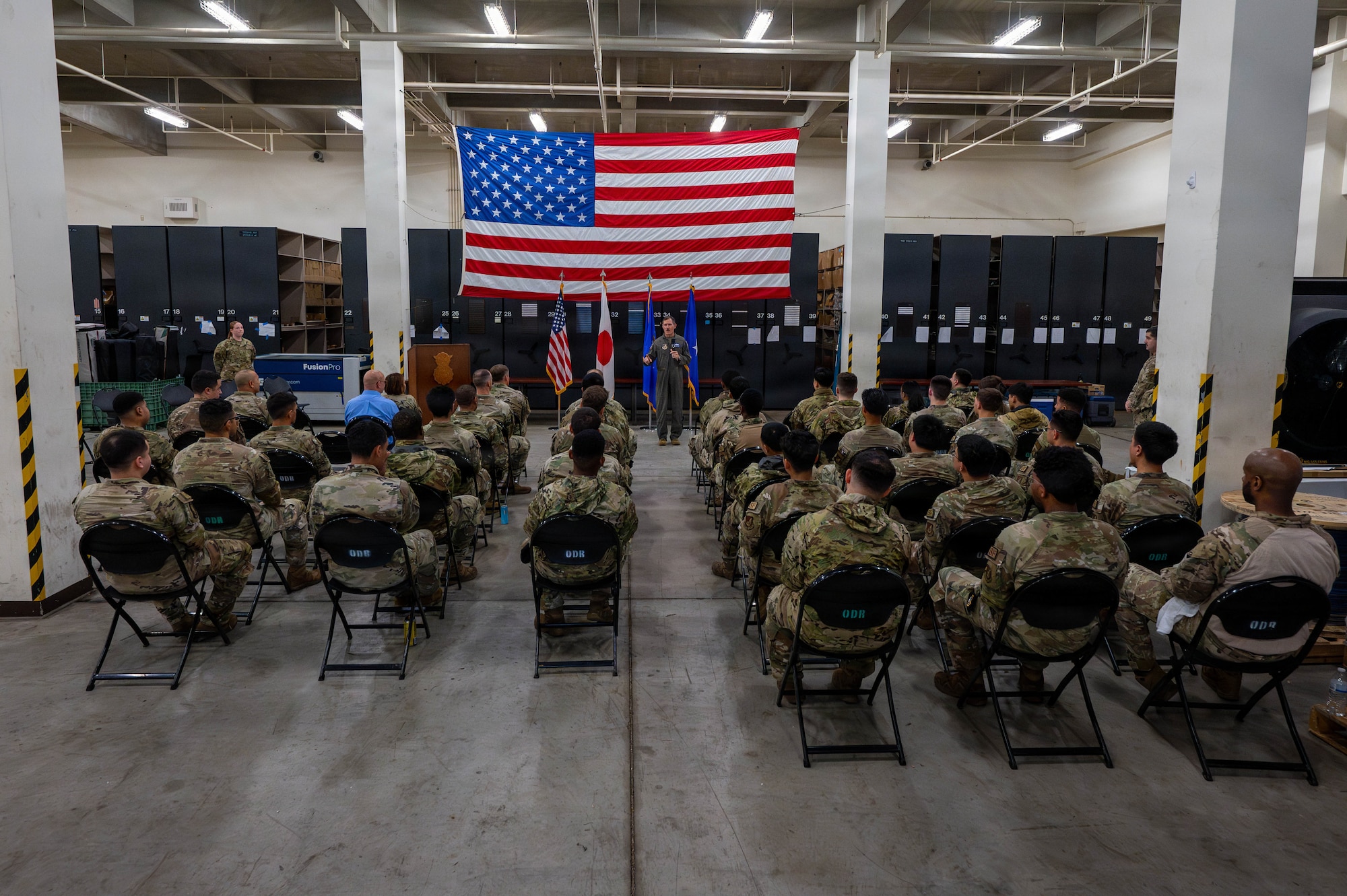 U.S. Air Force Brig. Gen. John Gallemore, 18th Wing commander, delivers opening remarks during a Police Week opening ceremony.