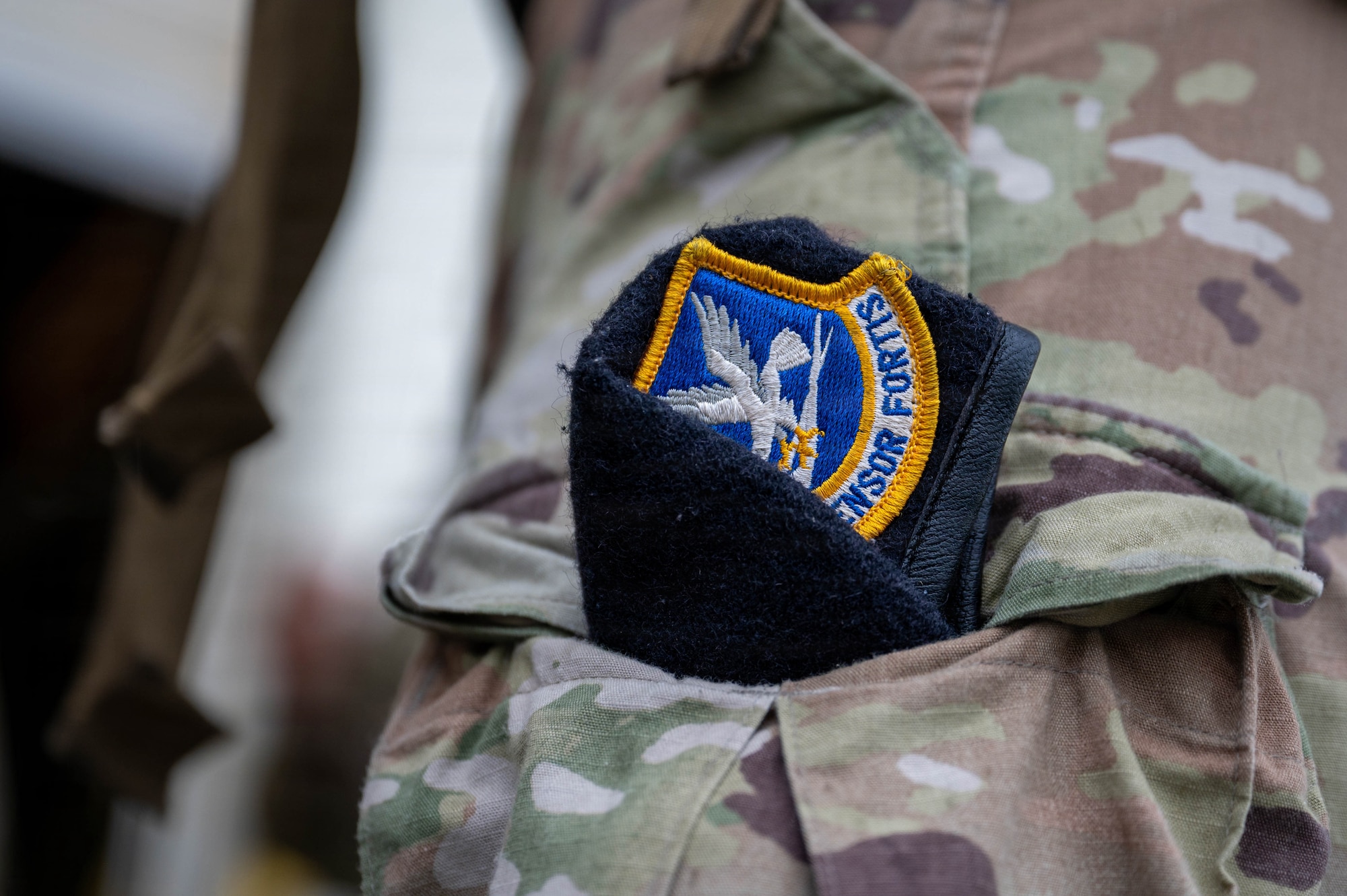 A U.S. Air Force Security Forces beret is displayed during Police Week events.