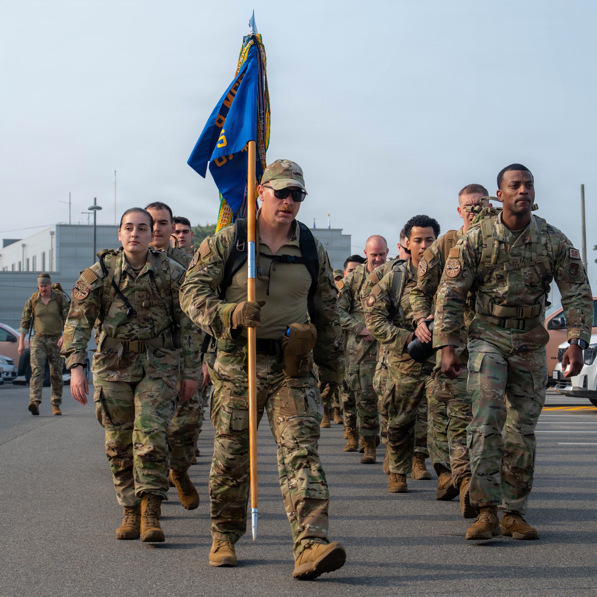Airmen ruck.