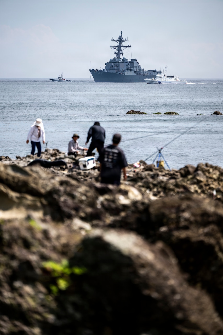 U.S. Navy Arleigh Burke-class guided-missile destroyer USS Howard (DDG 83) arrives at Shimoda, Japan for the 87th annual Black Ship Festival, May 14, 2026. The festival commemorates the 1854 arrival of Commodore Matthew C. Perry and his “black ships” to Shimoda, and the subsequent signing of the Japan-U.S. Treaty of Peace and Amity marking the start of diplomacy and trade between both countries. Howard is forward-deployed and assigned to Destroyer Squadron (DESRON) 15, the Navy’s largest DESRON and U.S. 7th Fleet’s principal surface force. U.S. 7th Fleet, the Navy’s largest forward-deployed numbered fleet, routinely interacts and operates with allies and partners in preserving a free and open Indo-Pacific. (U.S. Navy photo by Chief Mass Communication Specialist Taylor DiMartino)